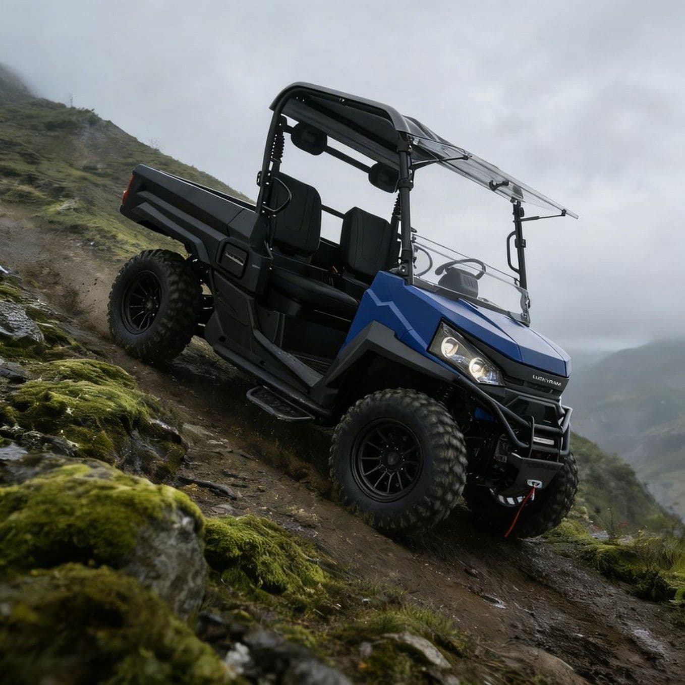 10KW AC موٹر 4WD UTV 73.6V 150Ah 670kg لوڈنگ 400mm ویڈنگ