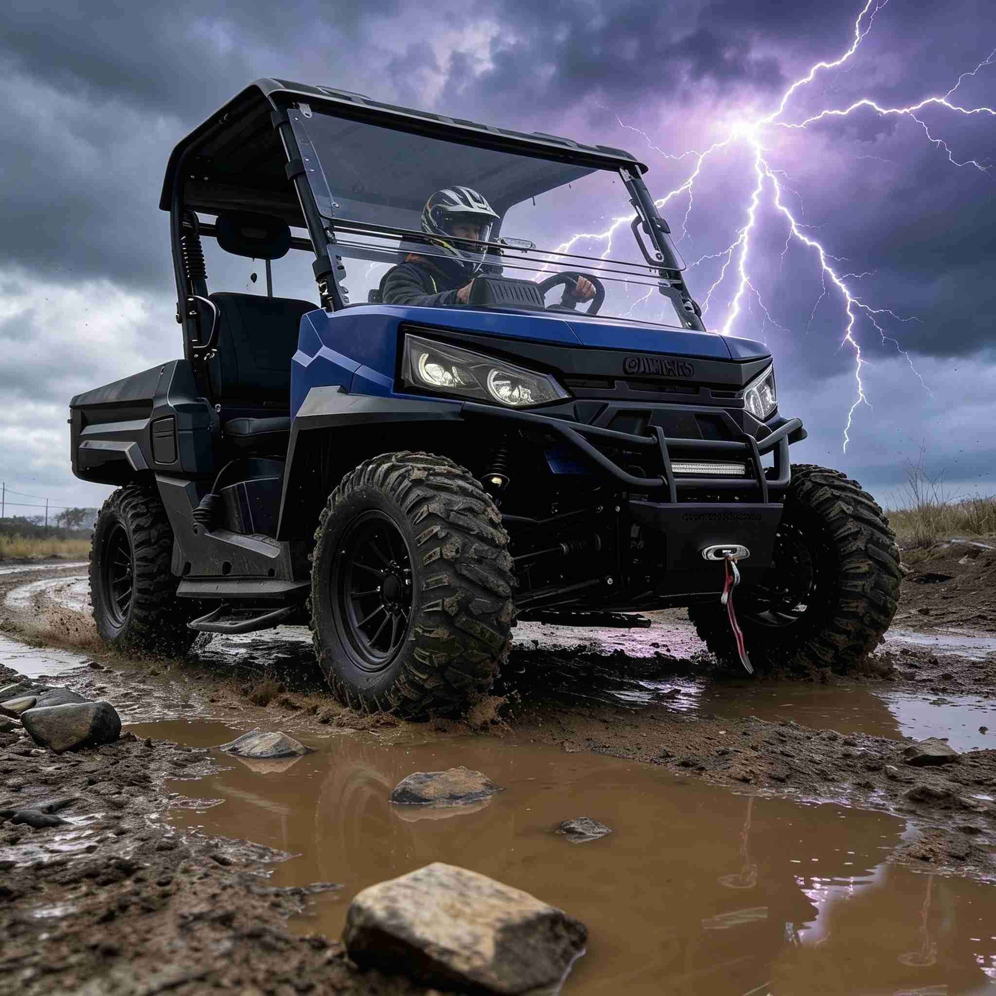 10KW AC موٹر الیکٹرک UTV 4WD 150Ah بیٹری 350kg کارگو بیڈ