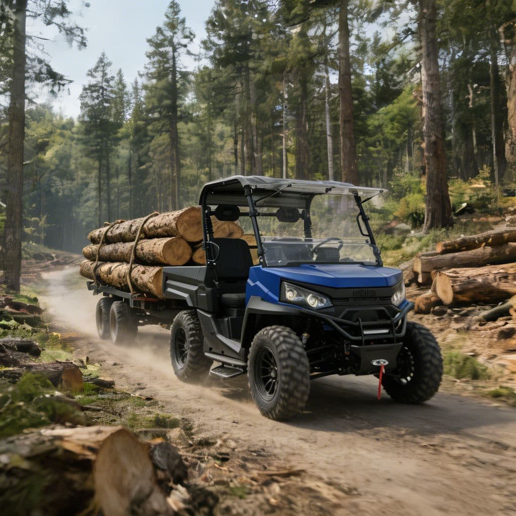 4WD الیکٹرک UTV برائے شکار کی جاب سائٹ 73.6V لیتھیم بیٹری PKE کی لیس