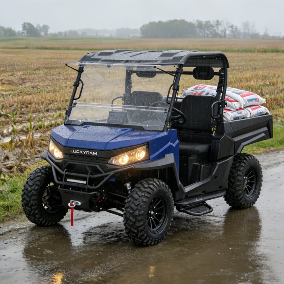 4WD فارم UTV PKE کی لیس 80-100 کلومیٹر رینج 14 انچ آف روڈ ٹائر