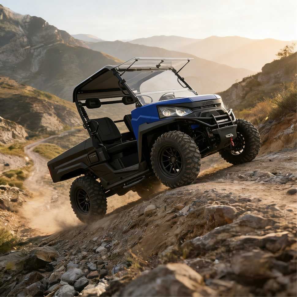 فارم ہنٹنگ کے لیے 73.6V 150Ah 4WD الیکٹرک UTV PKE کی لیس EPS