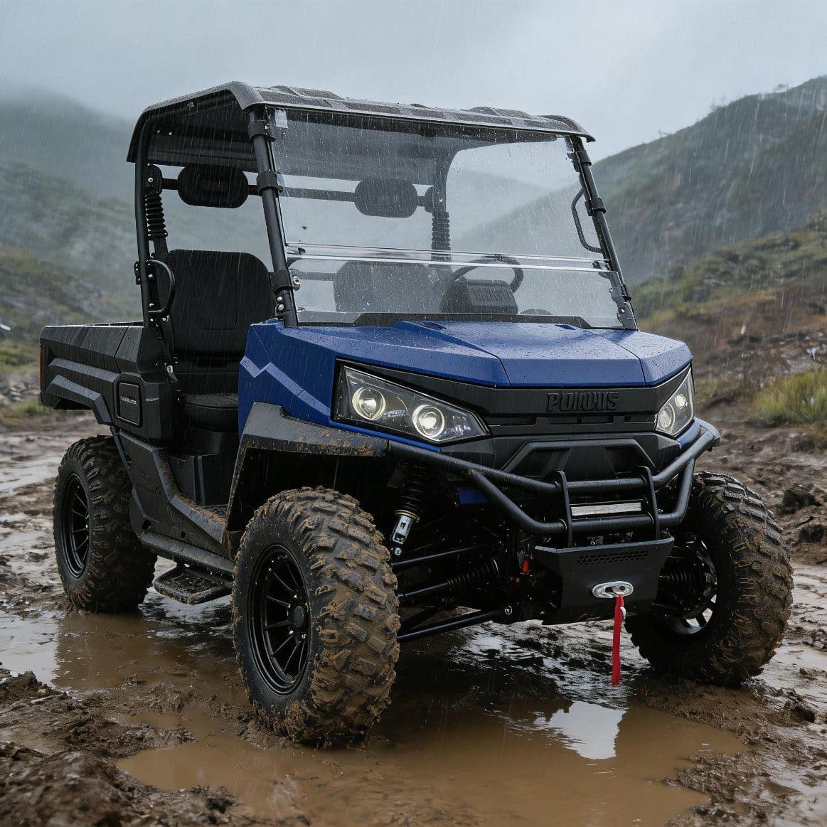 PKE کی لیس اسٹارٹ اپ سسٹم 10KW AC موٹر الیکٹرک UTV 400A کنٹرولر 80-100km رینج 4WD